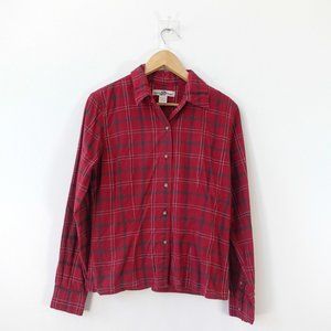 Boston‎ Traders Shirt Womens Medium Red Cotton Plaid Top Windowpane Classiccore